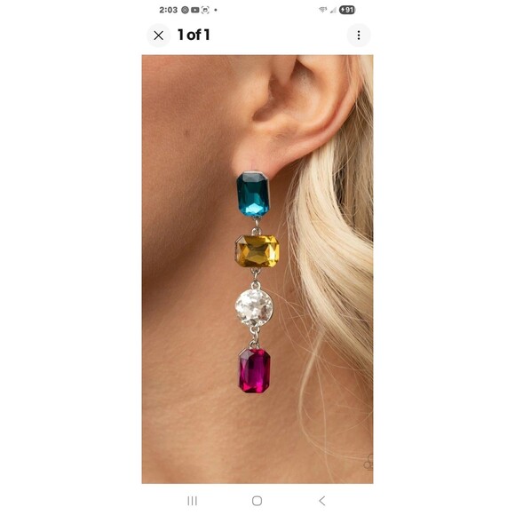 Stunning New Year's Party Bright Colors Statement Dangle Earrings Paparazzi New - Picture 2 of 9